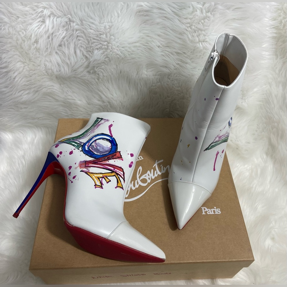 Christian Louboutin Boot In Love Calf Ankle Boot White So Kate